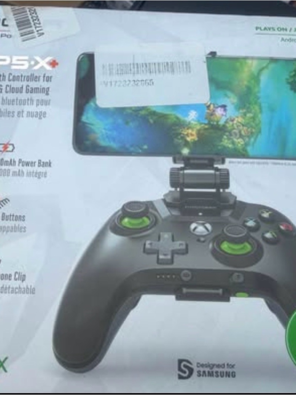 Xbox-Compatible Wireless Mobile Game Controller with Phone Clip - Black & Green